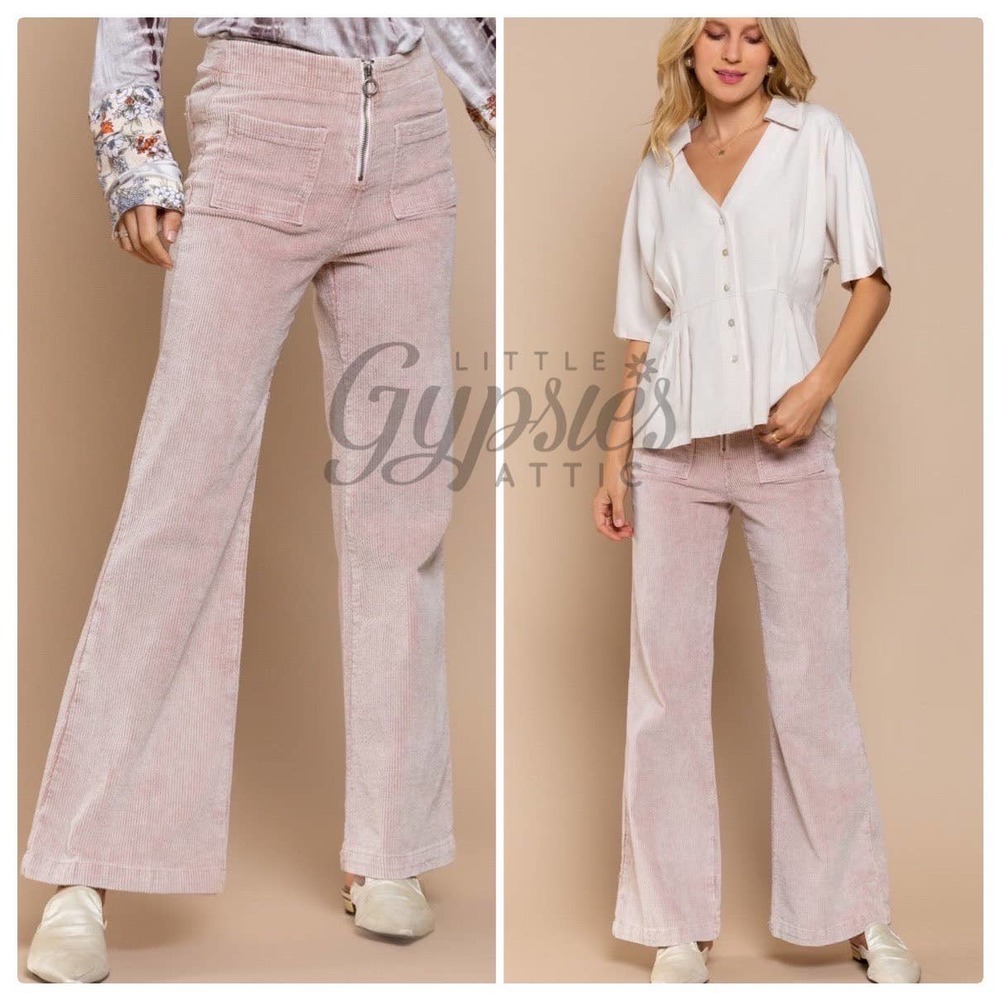 POL Vintage Wash Pink Cords Flare Jeans - Picture 9 of 12